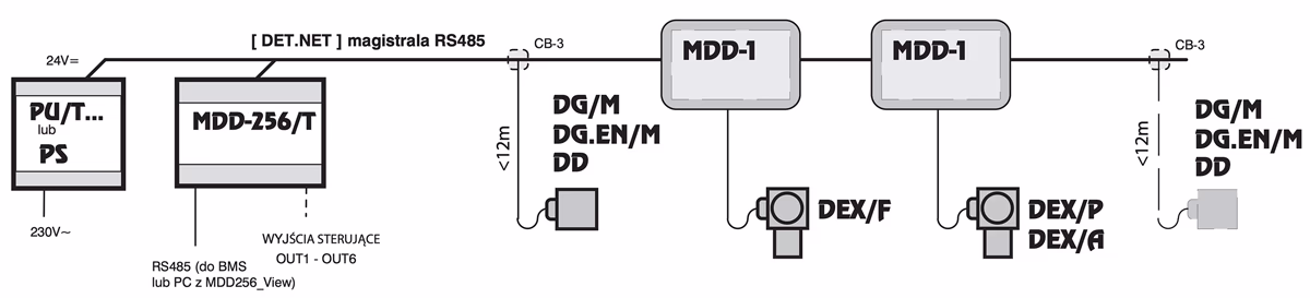 Schemat blokowy typowej konfiguracji systemu CSDG